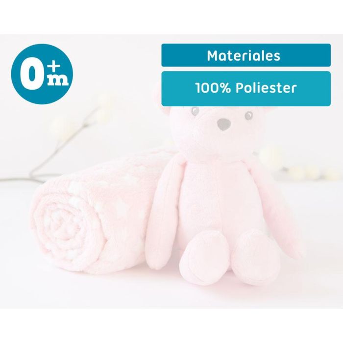 Oso De Peluche Rosa Con Mantita De Estrellas 4