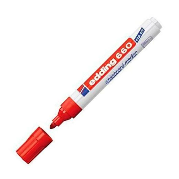 Edding 660 Rotulador para Pizarra Blanca Rojo, Punta Redonda 1,5-3 mm, Tinta Pigmentada Inodora, Recargable y Borrable en Seco 1 Edding 660 Rotulador para Pizarra Blanca Rojo, Punta Redonda 1,5-3 mm, Tinta Pigmentada Inodora, Recargable y Borrable en Seco 1