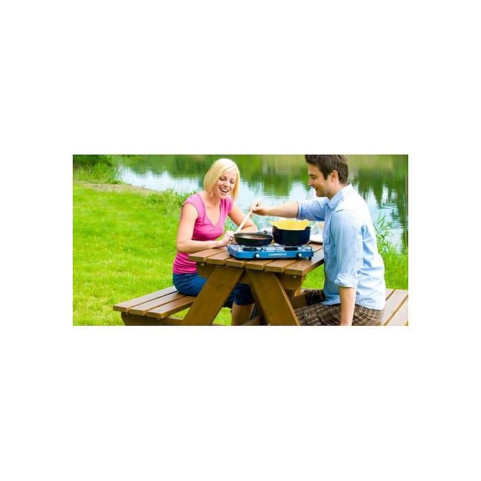 CAMPINGAZ Base Camp - Cocina de Camping de Gas con 2 Zonas, 1.4 kg, Color Azul