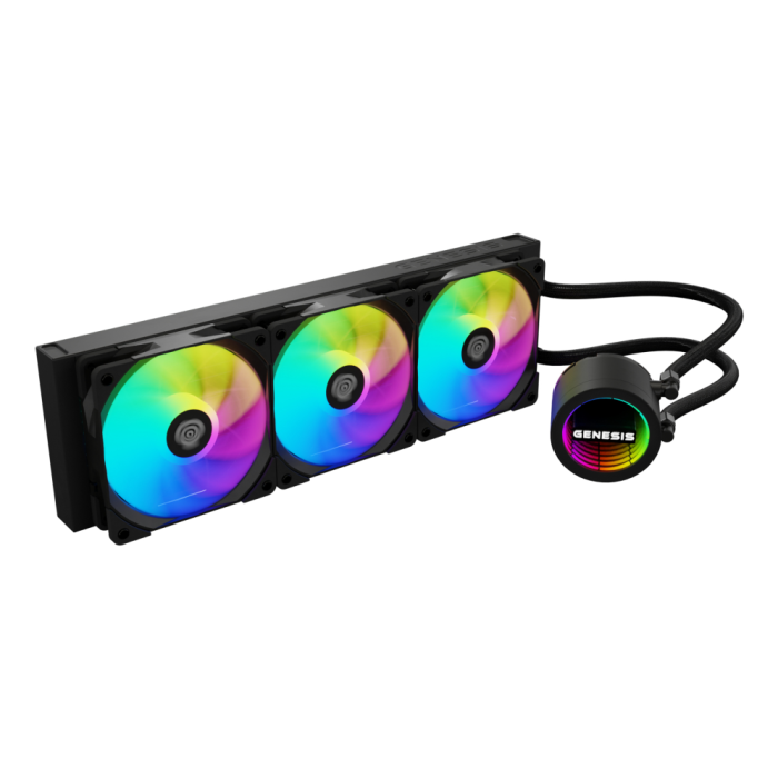 GENESIS NLG-2321 Kit de Refrigeración Líquida para Ordenador, Carcasa PC, Negro, 3 Ventiladores, Iluminación LED RGB GENESIS NLG-2321 Kit de Refrigeración Líquida para Ordenador, Carcasa PC, Negro, 3 Ventiladores, Iluminación LED RGB