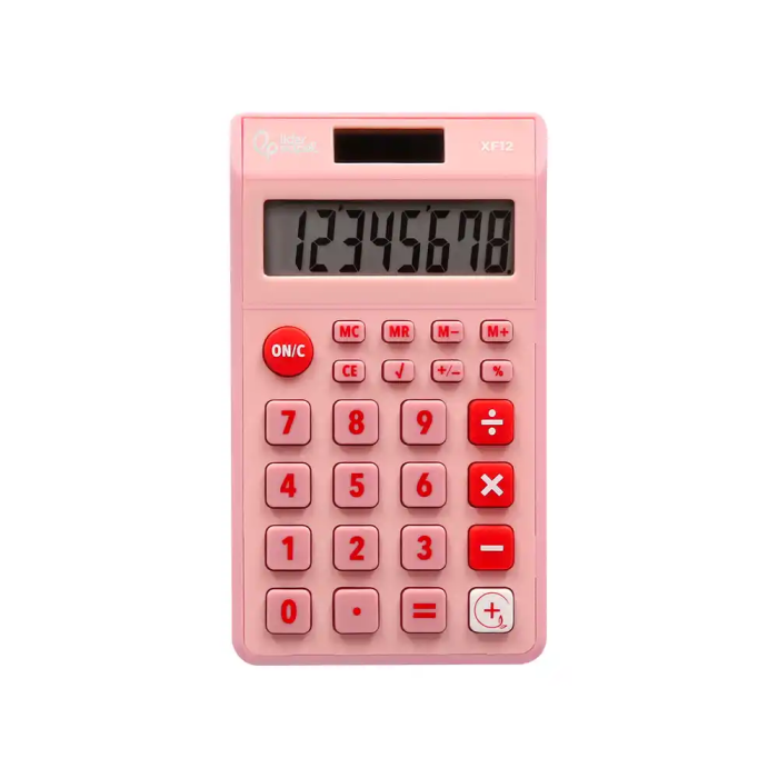 Liderpapel xf12 Calculadora de Bolsillo 8 Dígitos Solar y Pilas Color Rosa 115x65x8 mm 2