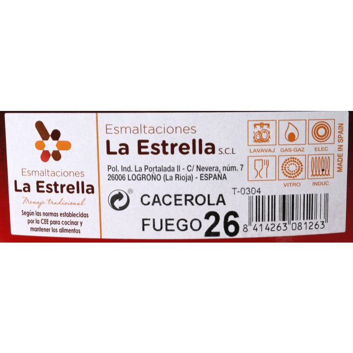 Cacerola Esmaltada con Tapa 26 cm - 5.5L "Fuego" La Estrella (6 Unidades) 3 Cacerola Esmaltada con Tapa 26 cm - 5.5L "Fuego" La Estrella (6 Unidades) 3