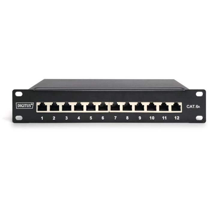 DIGITUS Cat.6A Patch Panel. geschirmt. 12-Port. 10".schwarz 1