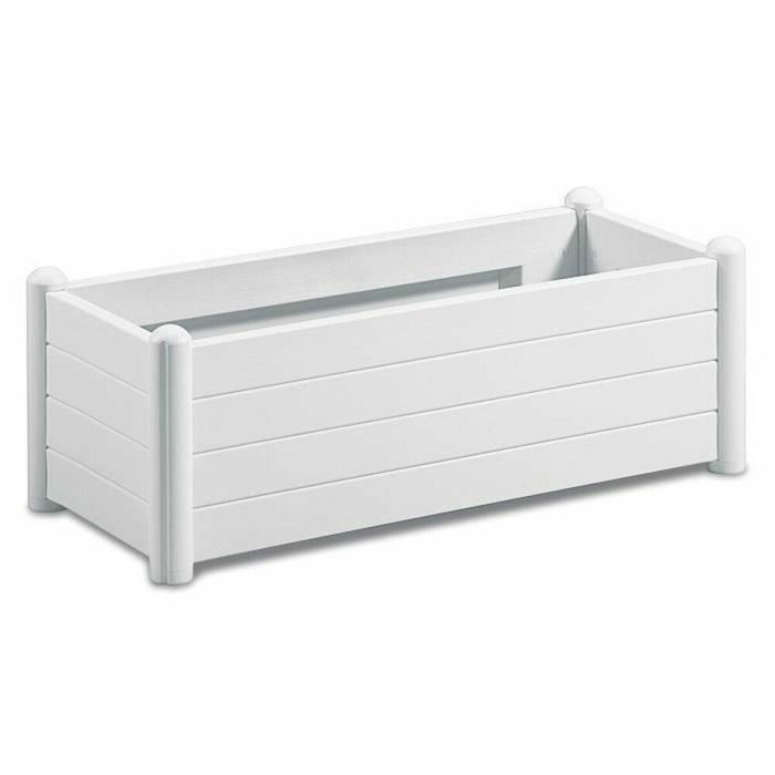 Stefanplast Bandeja Rectangular para Flores Blanca 100x43x35 cm con 80L de Capacidad y Acabado de Madera