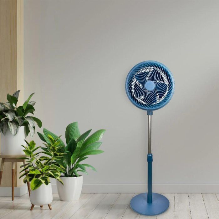 Daewoo Ventilador de Mesa 30 cm (12") High Speed 90W, Base Redonda, Azul