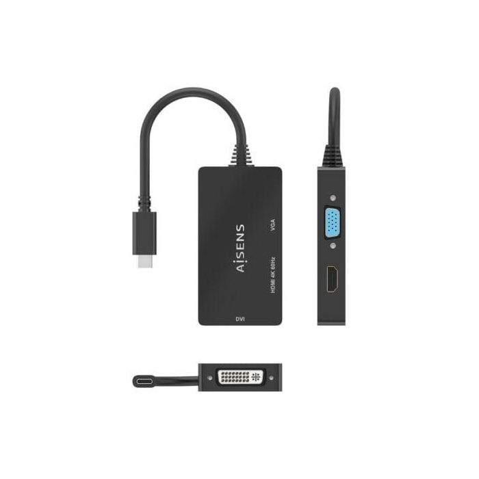 Conversor HDMI Aisens A109-0954/ USB Tipo-C Macho - DVI/HDMI/VGA Hembra/ 15cm/ Negro 3 Conversor HDMI Aisens A109-0954/ USB Tipo-C Macho - DVI/HDMI/VGA Hembra/ 15cm/ Negro 3