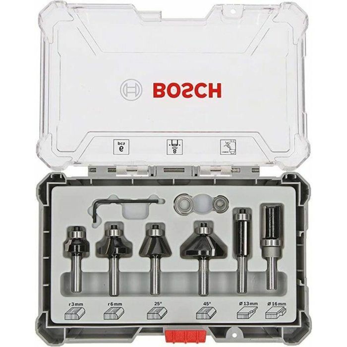 Bosch Professional 2607017468 Caja de 6 Fresas de Afeitar/Chaflanar/Redondear con Vástago de 6 mm
