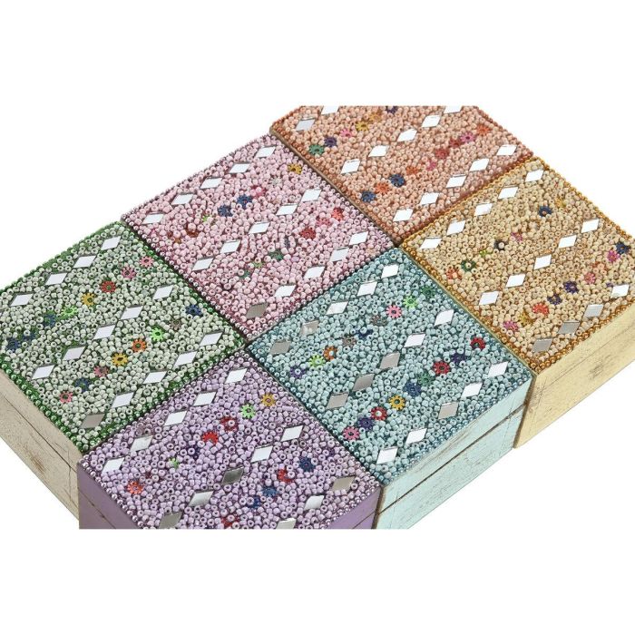 Joyero Indio DKD Home Decor Multicolor 10 x 6 x 10 cm Set de 2 (6 Unidades) 2