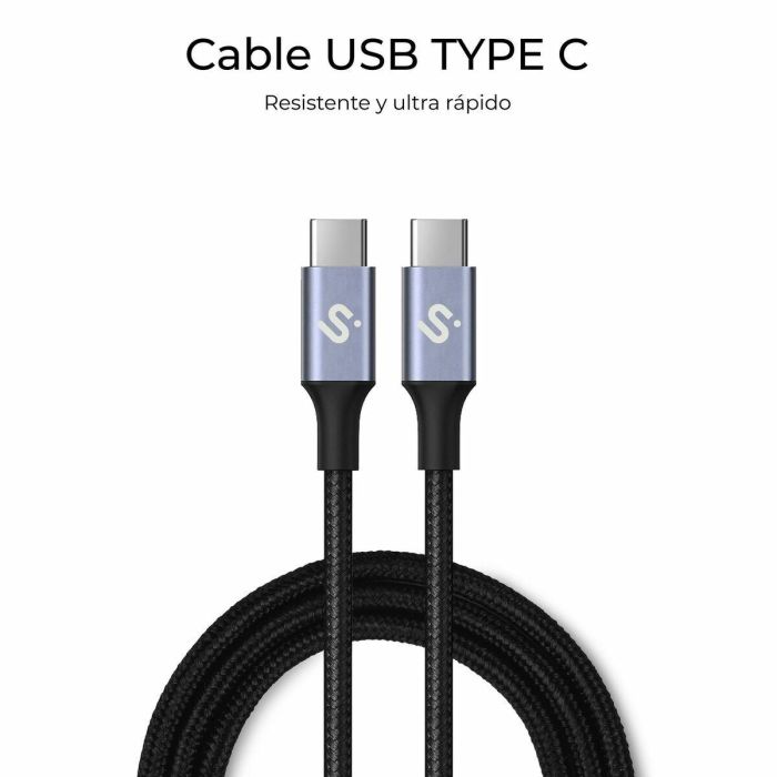 Cable USB-C a USB-C Subblim PLUS Negro 1 m 9 Cable USB-C a USB-C Subblim PLUS Negro 1 m 9