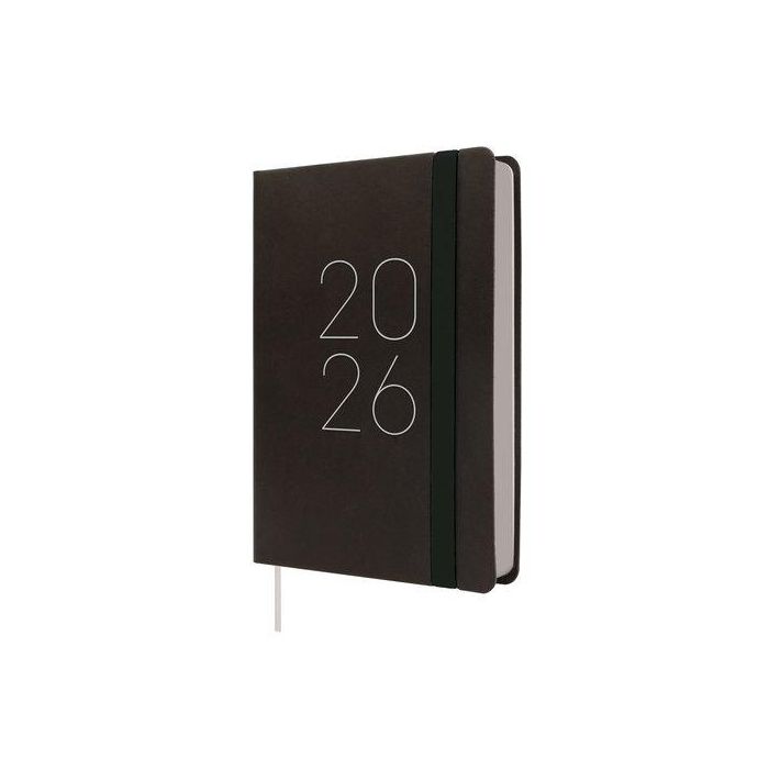 Agenda Anual (2026) Catalan Finocam Flexi Lisa Cosida Tapa Flexible Con Goma F4 118X168 D/P Negre