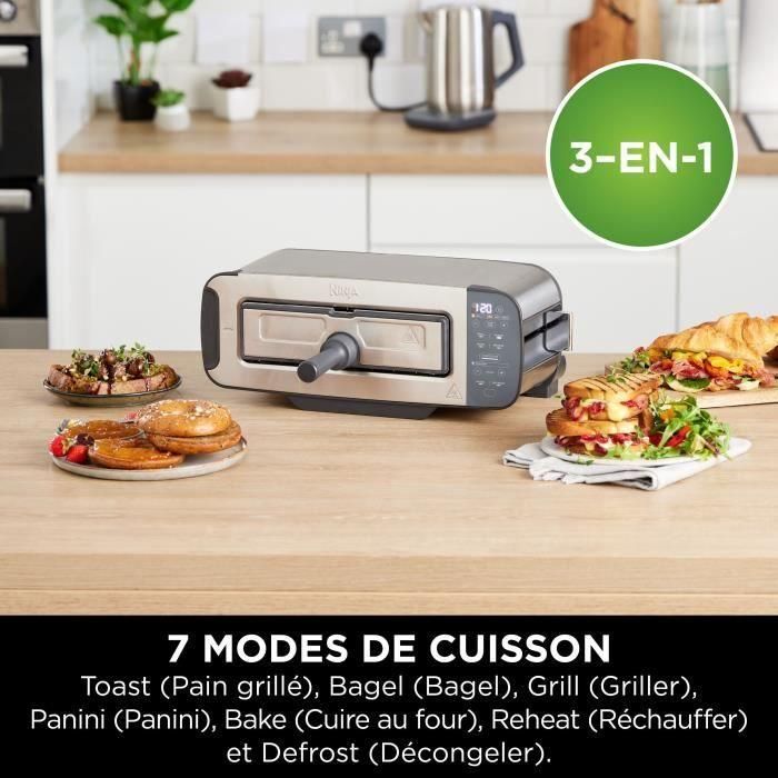 Ninja ST202EU Tostadora 3 en 1 con Parrilla y Sandwichera Foodi, 7 niveles de tostado, para Panini, Bagels y Pizza 1