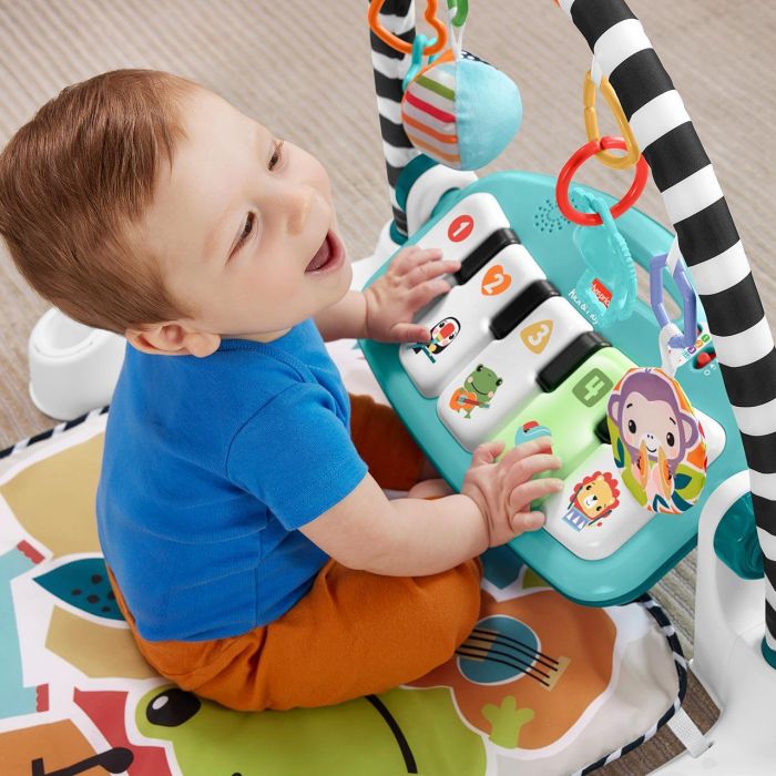 Alfombra manta actividades fisher-price kick & play con piano, luces y sonidos 4