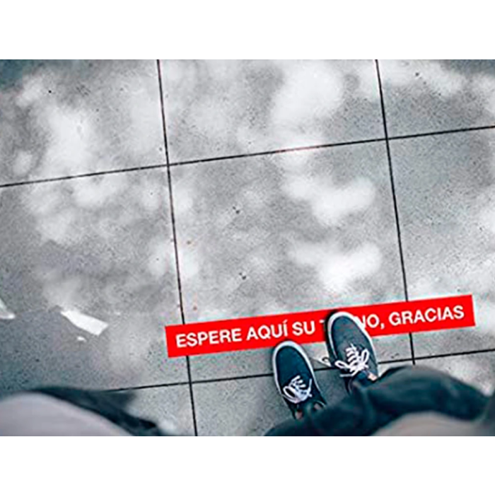 Apli Cinta de Señalización Adhesiva Espere Aquí Su Turno 100 x 10 cm 2