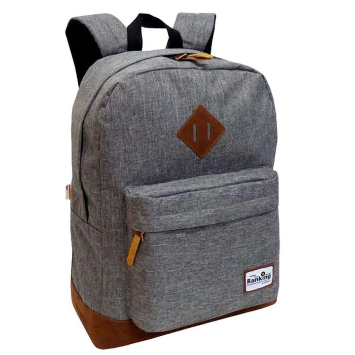 Mochila americana ranking gris con compartimento portalaptop. 42 x 30 x 14 cm. 1