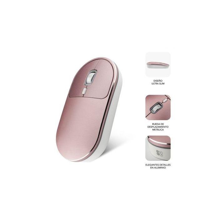 Ratón Inalámbrico por Bluetooth Subblim Excellent/ Hasta 1600 DPI/ Rosa