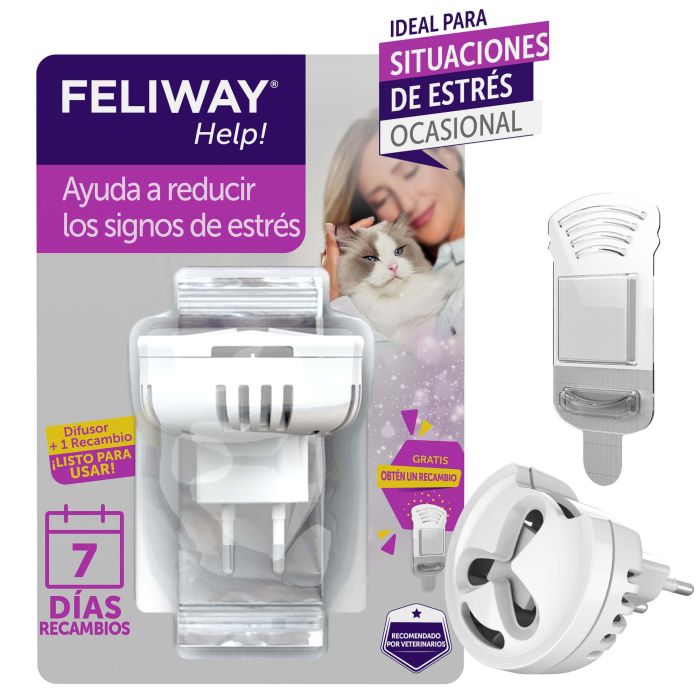 Feliway Help Difusor Recambio para Gatos, Reduce Estrés, Viajes, Cambios, Fiestas 1