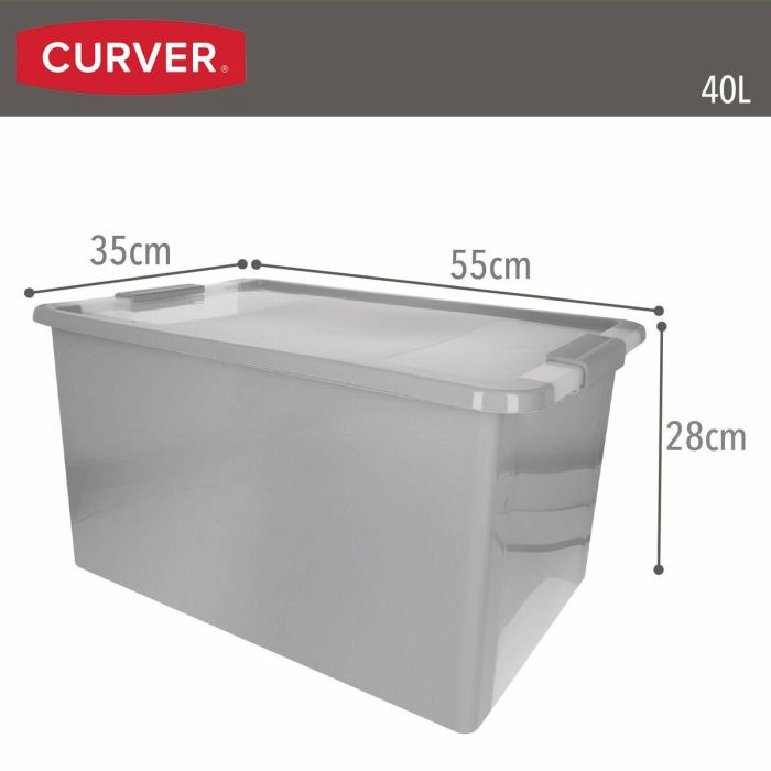 Caja de Almacenaje Curver Gris Plástico 40 L 55 x 28 x 35 cm (5 Unidades) 3 Caja de Almacenaje Curver Gris Plástico 40 L 55 x 28 x 35 cm (5 Unidades) 3
