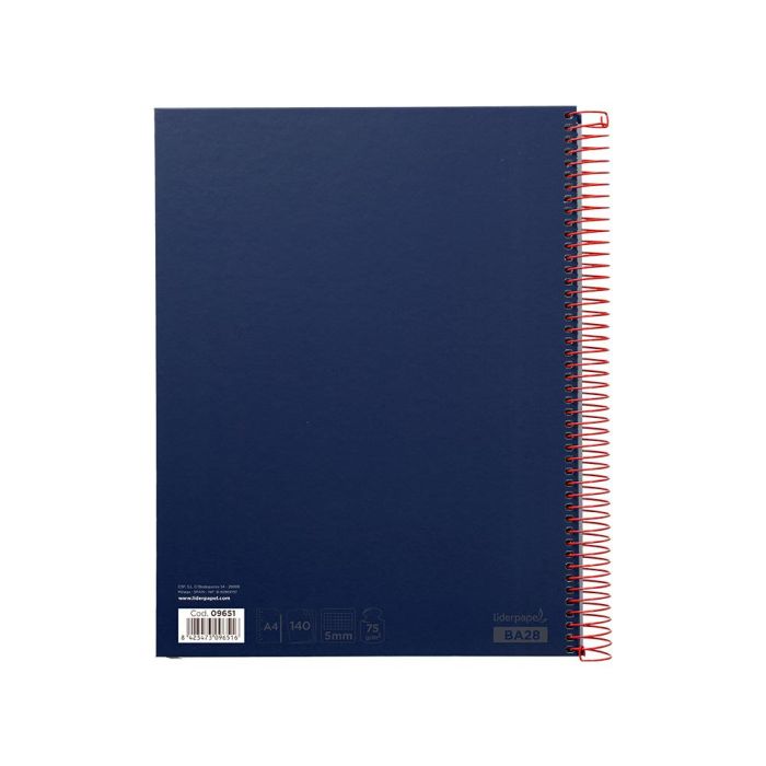 Cuaderno Espiral Liderpapel A4 Micro Jolly Tapa Forrada 140H 75 gr Cuadro 5 mm 5 Bandas 4 Taladros Color Azul 2