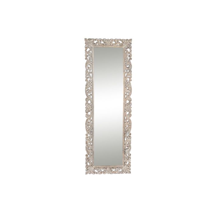 DKD Home Decor Espejo Neoclásico de Mango y Cristal Blanco Natural 182 x 61 cm