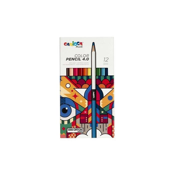Carioca Lápices de colores Plus 4.0, caja de 12 unidades, colores surtidos, madera, forma hexagonal