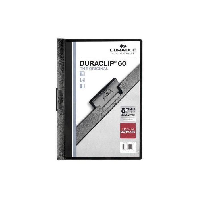 Durable Carpeta Dossier Pinza Duraclip 60 Negro A4 -25U- Durable Carpeta Dossier Pinza Duraclip 60 Negro A4 -25U-