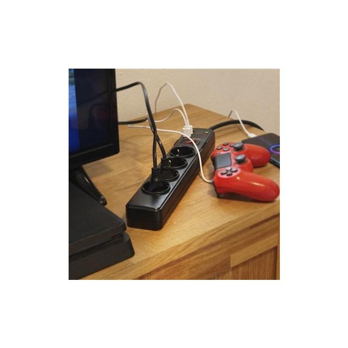 Regleta Elbe RE-002-UN 4 Tomas AC + 3 USB 3680W 1,8m con Protección Sobretensiones y Cortocircuitos 6 Regleta Elbe RE-002-UN 4 Tomas AC + 3 USB 3680W 1,8m con Protección Sobretensiones y Cortocircuitos 6