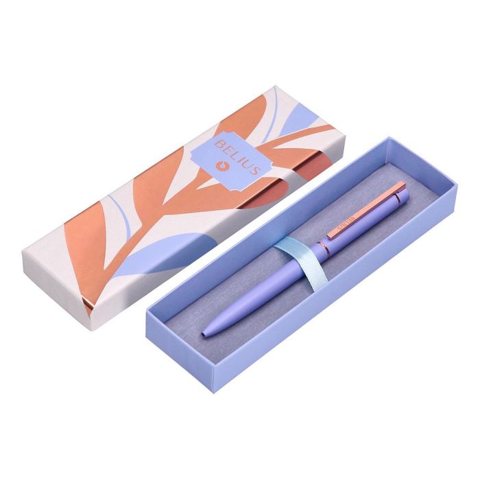 Boligrafo Belius Rose Aluminio Color Lavanda-Oro Rosa Tinta Azul Caja De Diseño 4