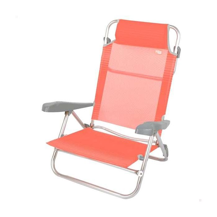 Silla pleg alu 7 pos 47x49x82cm c/cojin-flamingo Silla pleg alu 7 pos 47x49x82cm c/cojin-flamingo