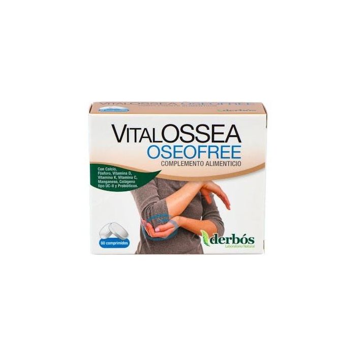 Vitalossea Oseofree 60 Comp. con Calcio, Fósforo, Vitaminas K2, D, C, Manganeso, Colágeno UC-II y Probióticos para Huesos