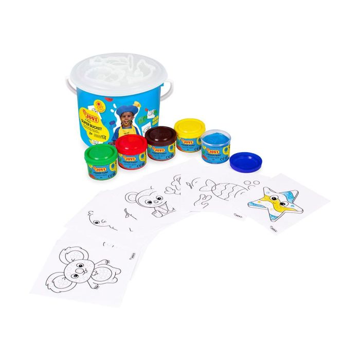 Jovi Pintura De Dedos Super Bucket Set 5 Botes 35 mL + 20 Plantillas C-Surtidos 2-3 Años