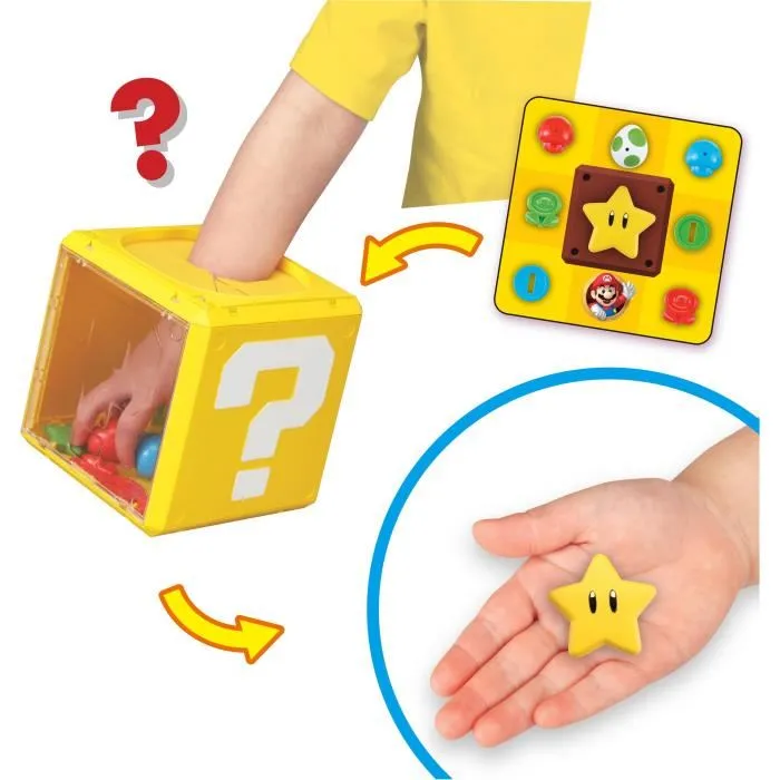 Epoch Super Mario Question Block Game 7556, Juego de Mesa con Bingo y Figuras 1
