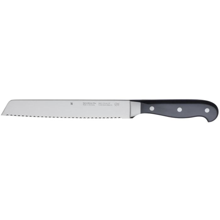 WMF 1896076032 Cuchillo de Pan Spitzenklasse Plus con Doble Filo Ondulado, Hoja de Acero Inoxidable 20 cm, Mango Plástico Negro