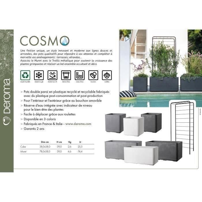 Maceta Cubo - DEROMA - Cosmo - Perla - Con reserva de agua - Ruedas - 38 cm 1 Maceta Cubo - DEROMA - Cosmo - Perla - Con reserva de agua - Ruedas - 38 cm 1