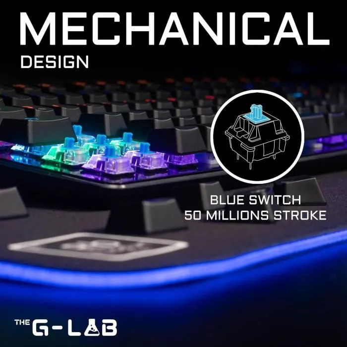 THE G-LAB Teclado Mecánico para Juegos KEYZ-CARBON, Interruptor Azul, Retroiluminado, Reposamuñecas, FR 2 THE G-LAB Teclado Mecánico para Juegos KEYZ-CARBON, Interruptor Azul, Retroiluminado, Reposamuñecas, FR 2