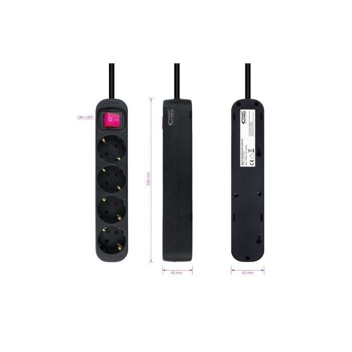 Nanocable 10.37.0004-BK Regleta de Enchufes con Interruptor, 4 Tomas con Tierra, Cable 1.4m, Protección Infantil, 3680W, Negro 2 Nanocable 10.37.0004-BK Regleta de Enchufes con Interruptor, 4 Tomas con Tierra, Cable 1.4m, Protección Infantil, 3680W, Negro 2