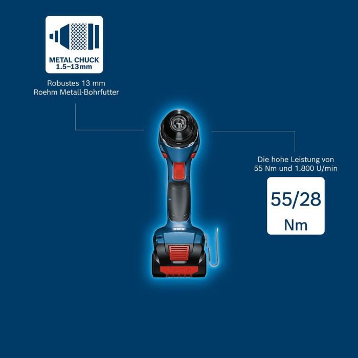 Bosch Professional GSR 18V-55 Taladro Atornillador Inalámbrico Motor Sin Escobillas 18V 55 Nm con 2 Baterías 4.0Ah ProCORE y L-BOXX 8 Bosch Professional GSR 18V-55 Taladro Atornillador Inalámbrico Motor Sin Escobillas 18V 55 Nm con 2 Baterías 4.0Ah ProCORE y L-BOXX 8