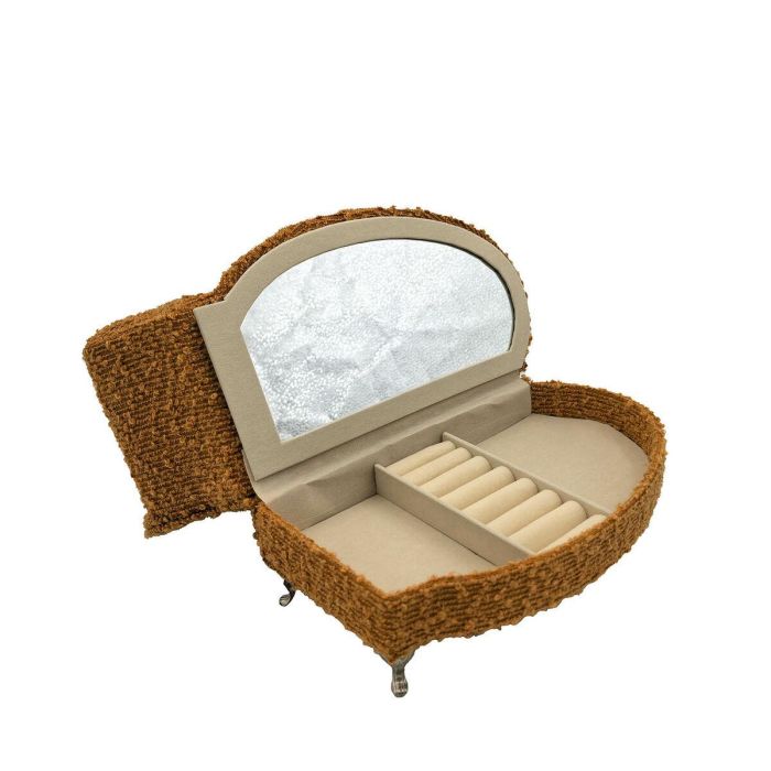Caja-Joyero Versa Mostaza Poliéster Metal Espejo Madera MDF 12,5 X 17 X 26,5 CM Sofá 3 Caja-Joyero Versa Mostaza Poliéster Metal Espejo Madera MDF 12,5 X 17 X 26,5 CM Sofá 3