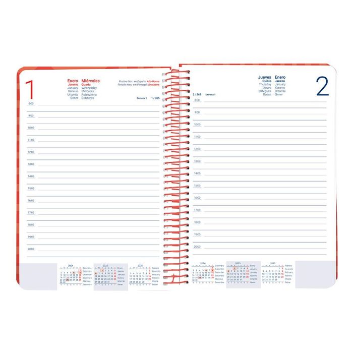 Agenda Espiral Liderpapel Syros A5 2025 Dia Pagina Color Rojo Papel 60 gr 7