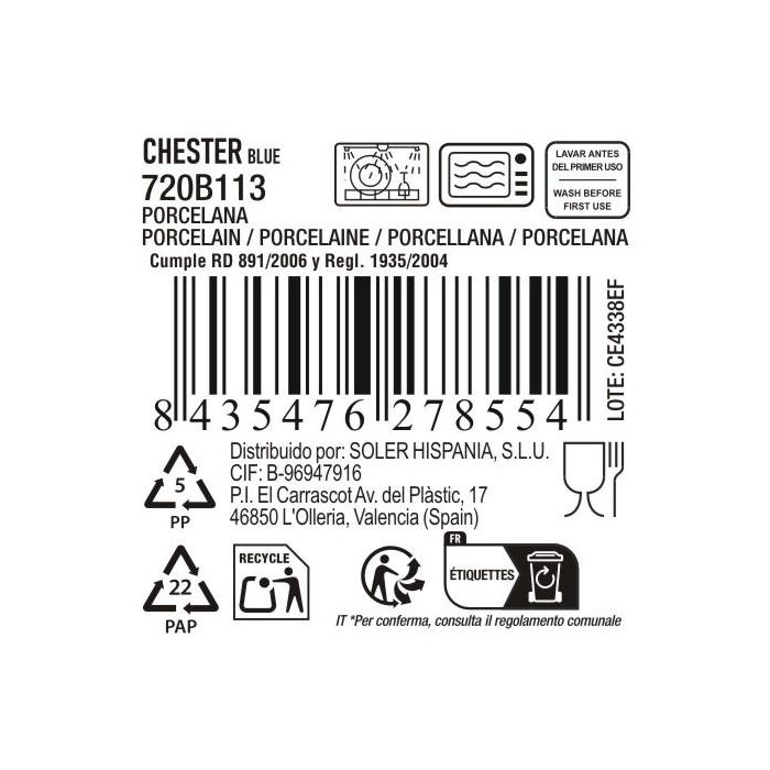 La Mediterranea Bol Snack Chester Blue 10 cm x 4 cm (24 Unidades)