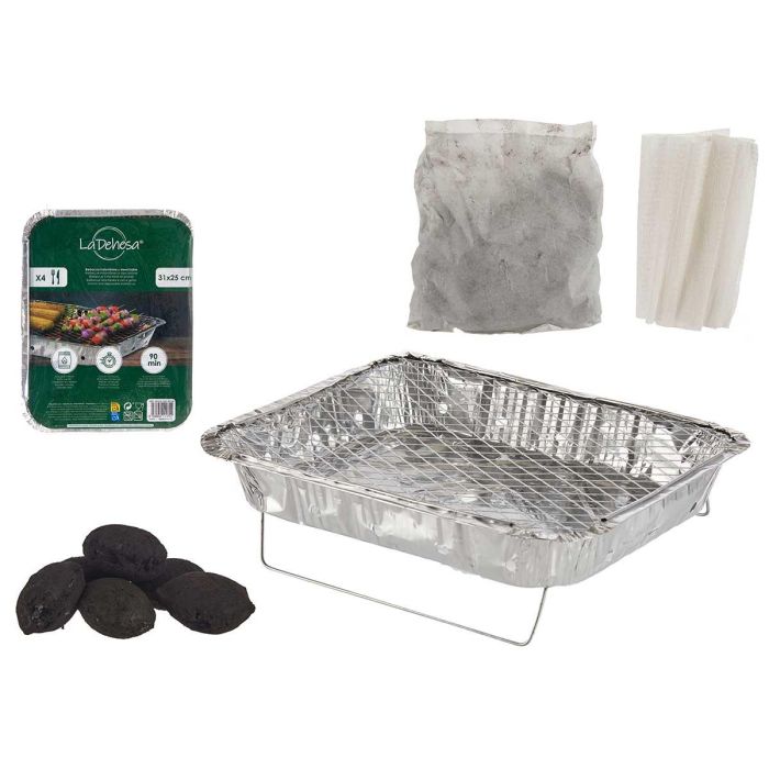 Barbacoa desechable La Dehesa 31 cm - Acero inoxidable, aluminio, carbón (12 Unidades) Barbacoa desechable La Dehesa 31 cm - Acero inoxidable, aluminio, carbón (12 Unidades)