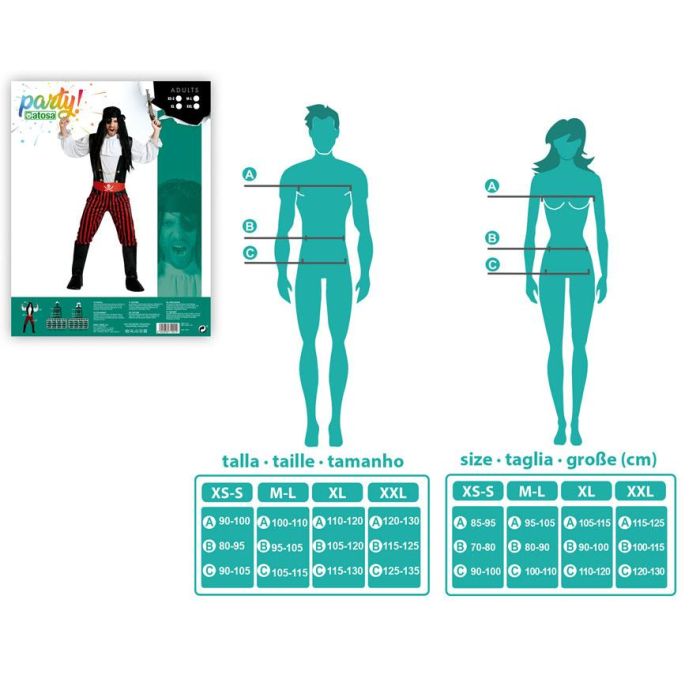 Disfraz de Pirata a Rayas Rojo para Hombre Adulto Talla XL Incluye Camisa, Pantalón, Cinturón y Pañuelo para Fiestas 3 Disfraz de Pirata a Rayas Rojo para Hombre Adulto Talla XL Incluye Camisa, Pantalón, Cinturón y Pañuelo para Fiestas 3