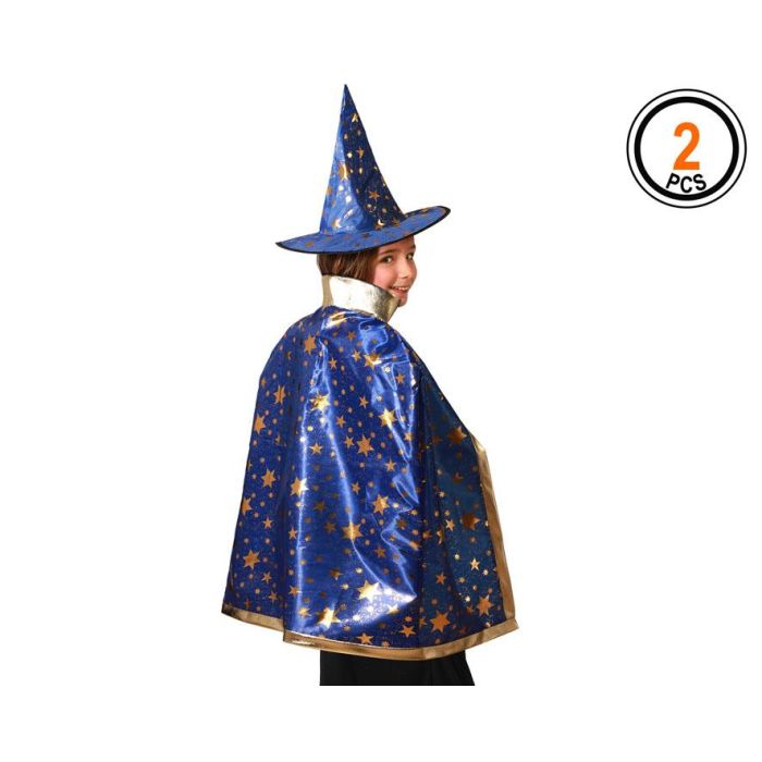 Set Capa Y Sombrero Azul Con Estrellas Para Mago Infantil - Fiestas y Disfraces 0 Set Capa Y Sombrero Azul Con Estrellas Para Mago Infantil - Fiestas y Disfraces 0