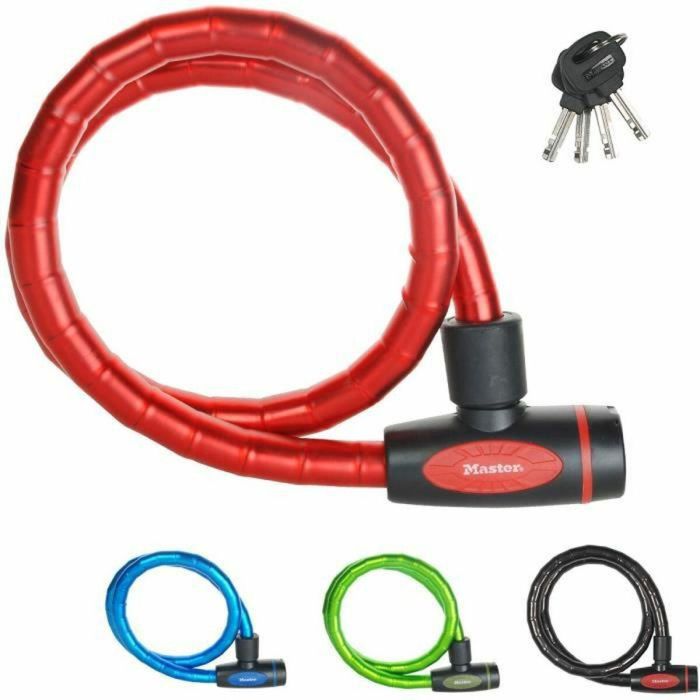 Master Lock Candado de Cable Reforzado Anticorte 1000x18mm con Cubierta de Vinilo y 4 Llaves Master Lock Candado de Cable Reforzado Anticorte 1000x18mm con Cubierta de Vinilo y 4 Llaves