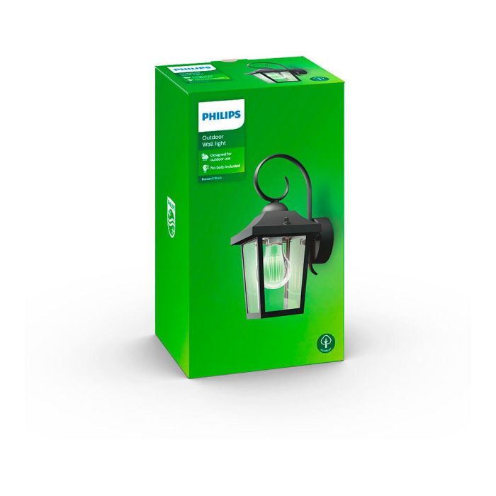 Philips Buzzard Aplique Exterior E27 Negro IP44 Aluminio para Pared, Max. 60W, Luz Hacia Abajo (Bombilla No Incluida) 3 Philips Buzzard Aplique Exterior E27 Negro IP44 Aluminio para Pared, Max. 60W, Luz Hacia Abajo (Bombilla No Incluida) 3