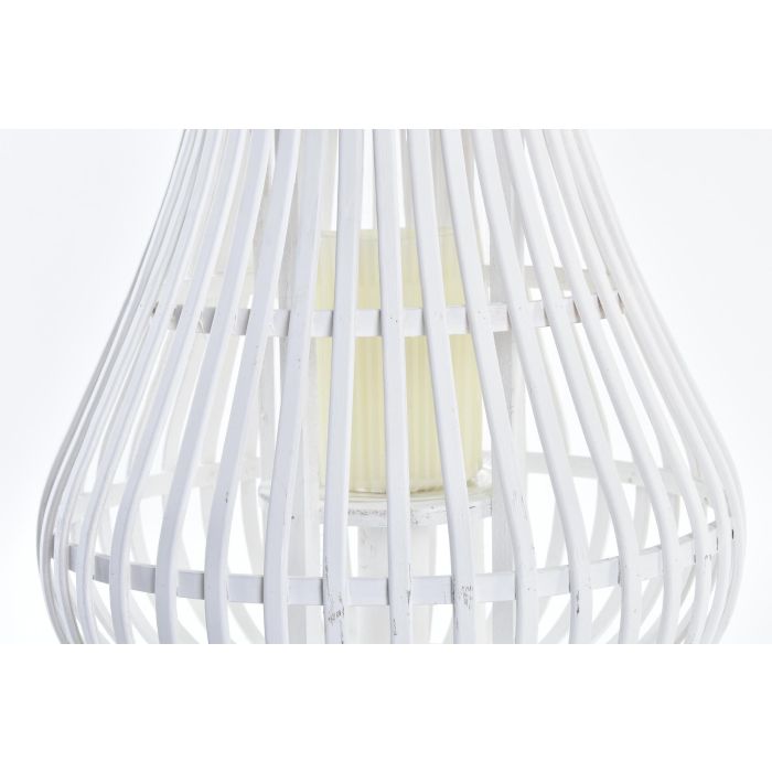 DKD Home Decor Portavelas Blanco Bambú y Cristal 29 x 34 x 29 cm 1