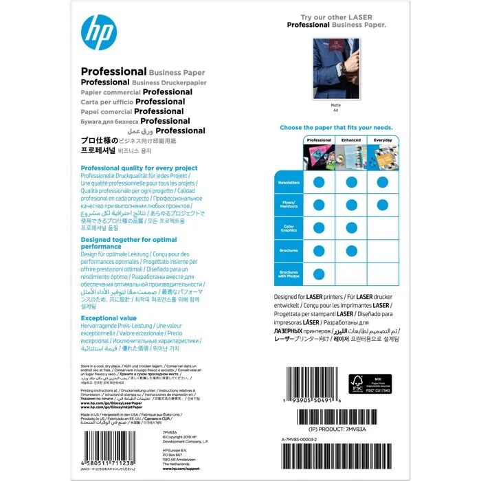 HP LaserJet Papel profesional Brillo A4 200g 150sh FSC 2