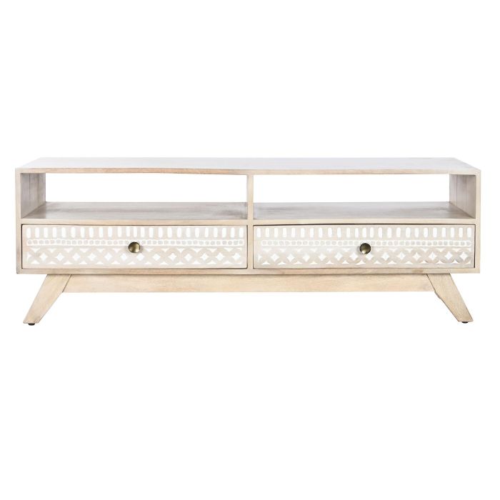 Mueble de TV DKD Home Decor Blanco Natural Madera de mango 130 x 40 x 45 cm 5 Mueble de TV DKD Home Decor Blanco Natural Madera de mango 130 x 40 x 45 cm 5