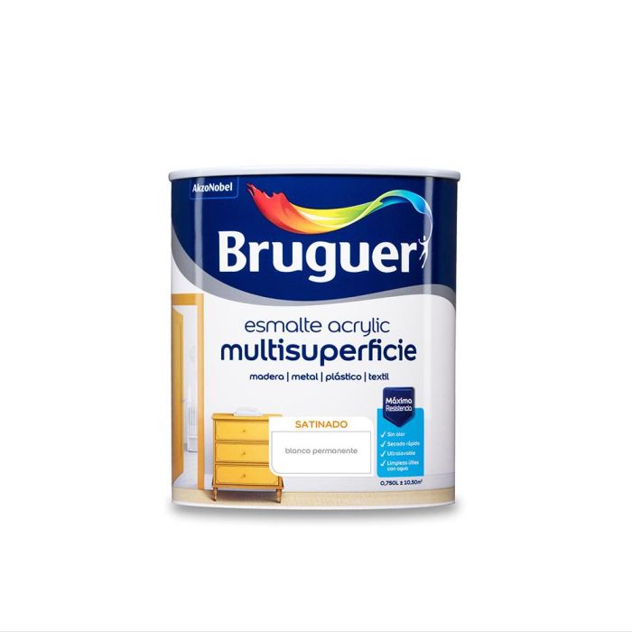 Bruguer Esmalte acrílico multisuperficie blanco permanente satinado 0,750l 5057417 para interior y exterior 0 Bruguer Esmalte acrílico multisuperficie blanco permanente satinado 0,750l 5057417 para interior y exterior 0