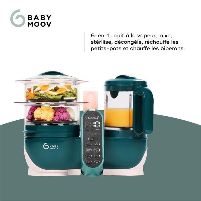 Babymoov Nutribaby+ - Robot multifunción 6 en 1 - Vapor/mezclador Opal Green 2