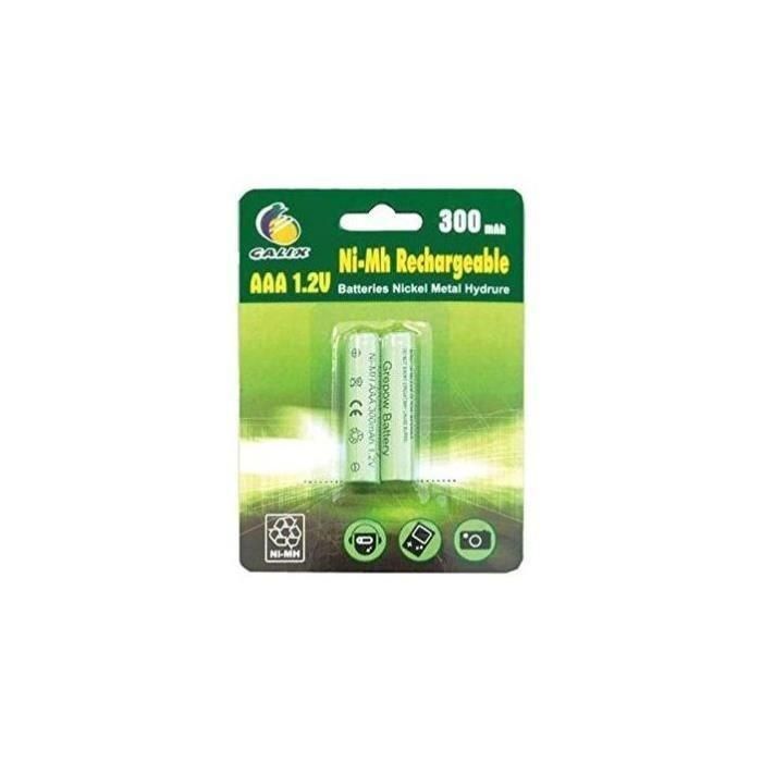 GALIX Lote de 2 baterías recargables LR03 / AAA - Ni-Mh - 1.2 Voltios - 300 mAh 1